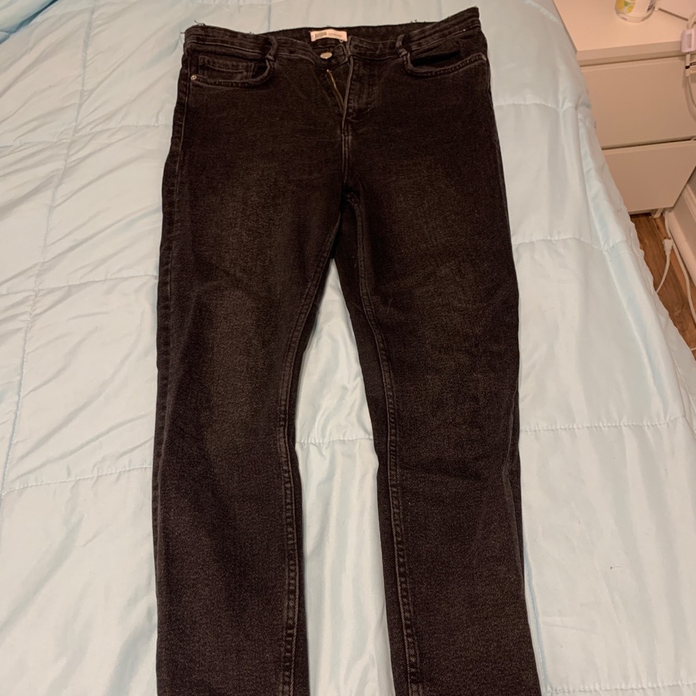 Zara distressed black wash skinny jeans
